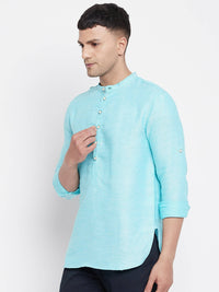 Thumbnail for Even Apparels Pure Cotton Men's Kurta in Blue Color With Band Collar - Distacart