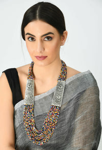 Thumbnail for Mominos Fashion Johar Kamal Oxidised Multi Beads Long Statement Necklace For Women - Distacart