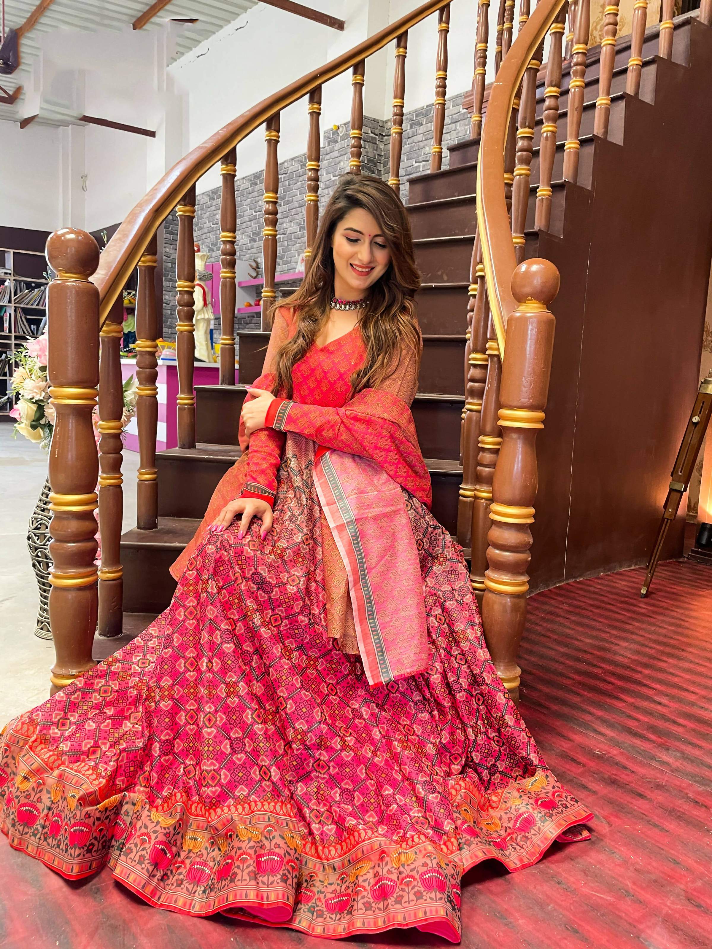 Partywear Designer Redpink Chanderi Suit - Anbazaar - Distacart