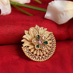 Thumbnail for Mominos Fashion Joharkamal Gold-Plated Stone Studded Adjustable Finger Ring - Design 17 - Distacart