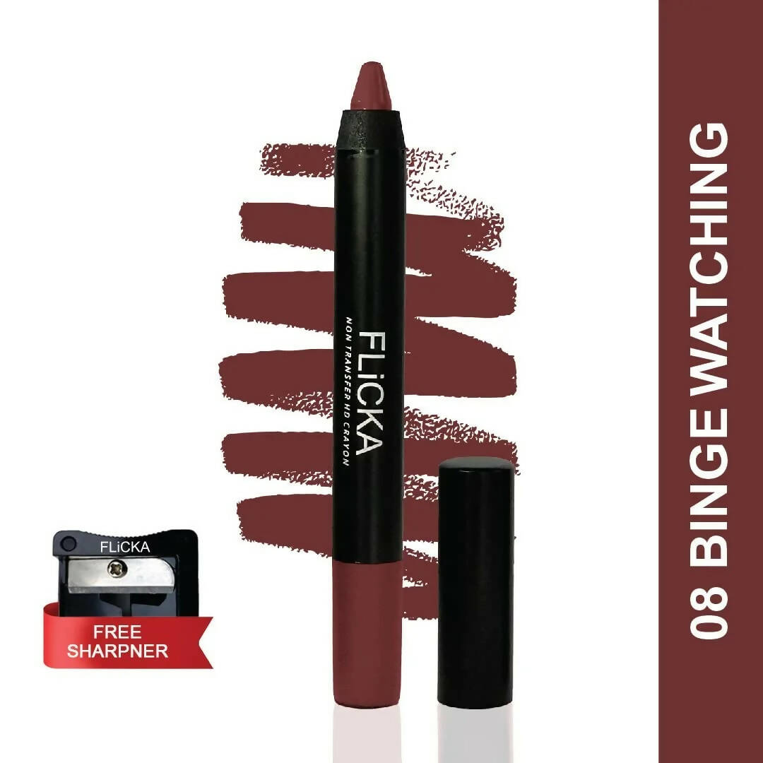 FLiCKA Lasting Lipsence Crayon Lipstick 08 Binge Watching - Maroon - Distacart