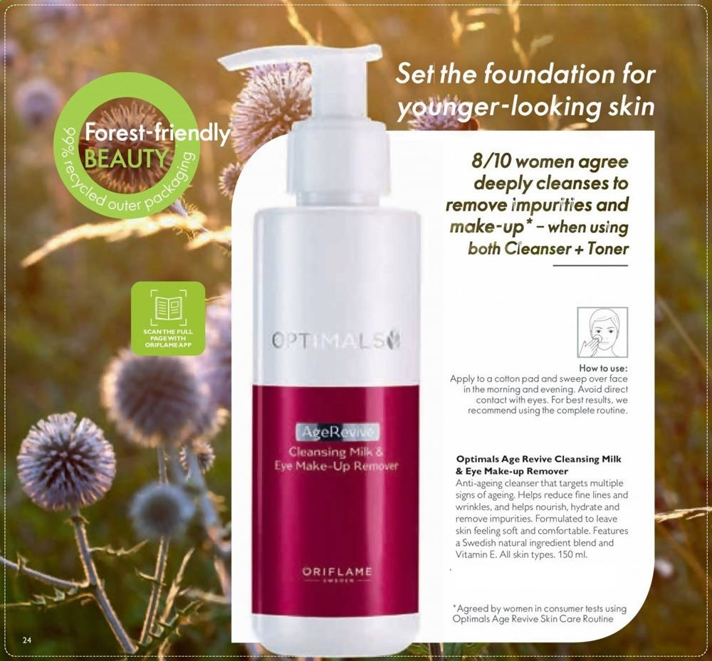 Oriflame Optimals Age Revive Cleansing Milk & Eye Make-up Remover 150ml