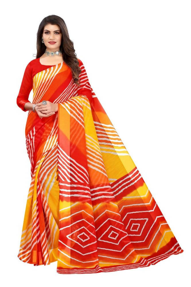 Vamika Red Linen Satin Border Saree