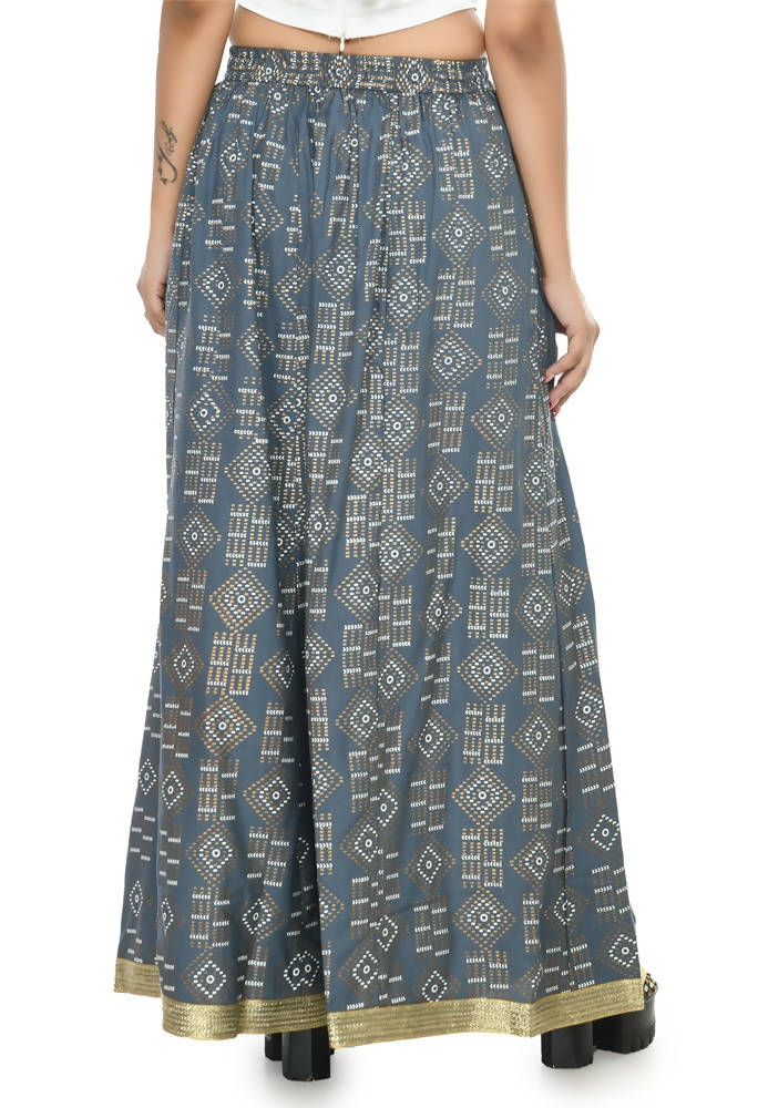 Mominos Fashion Moeza Cotton Grey Printed Lehenga (Lancha)