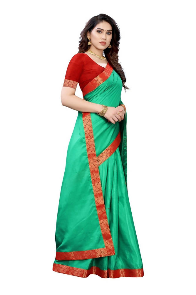 Vamika Rama Green Dola Silk Border Saree (Kirti Rama)