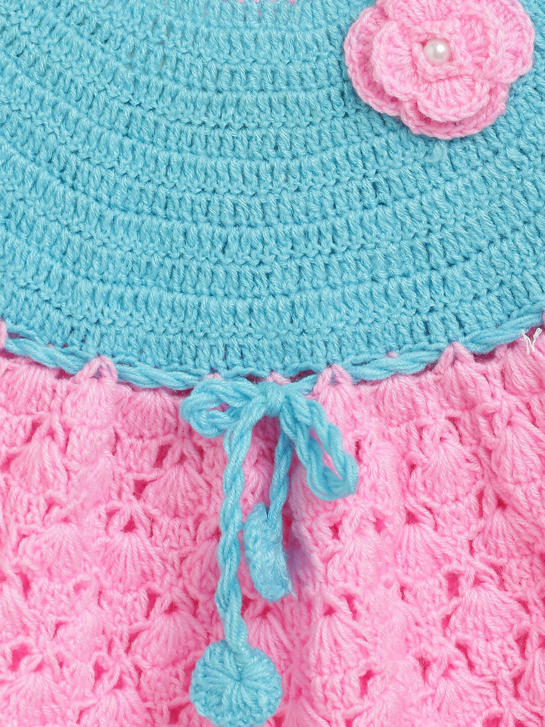 ChutPut Hand knitted Crochet BubbleGum Wool Dress - Pink - Distacart