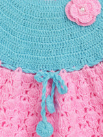 Thumbnail for ChutPut Hand knitted Crochet BubbleGum Wool Dress - Pink - Distacart
