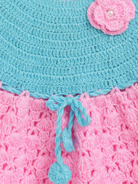 Thumbnail for ChutPut Hand knitted Crochet BubbleGum Wool Dress - Pink - Distacart
