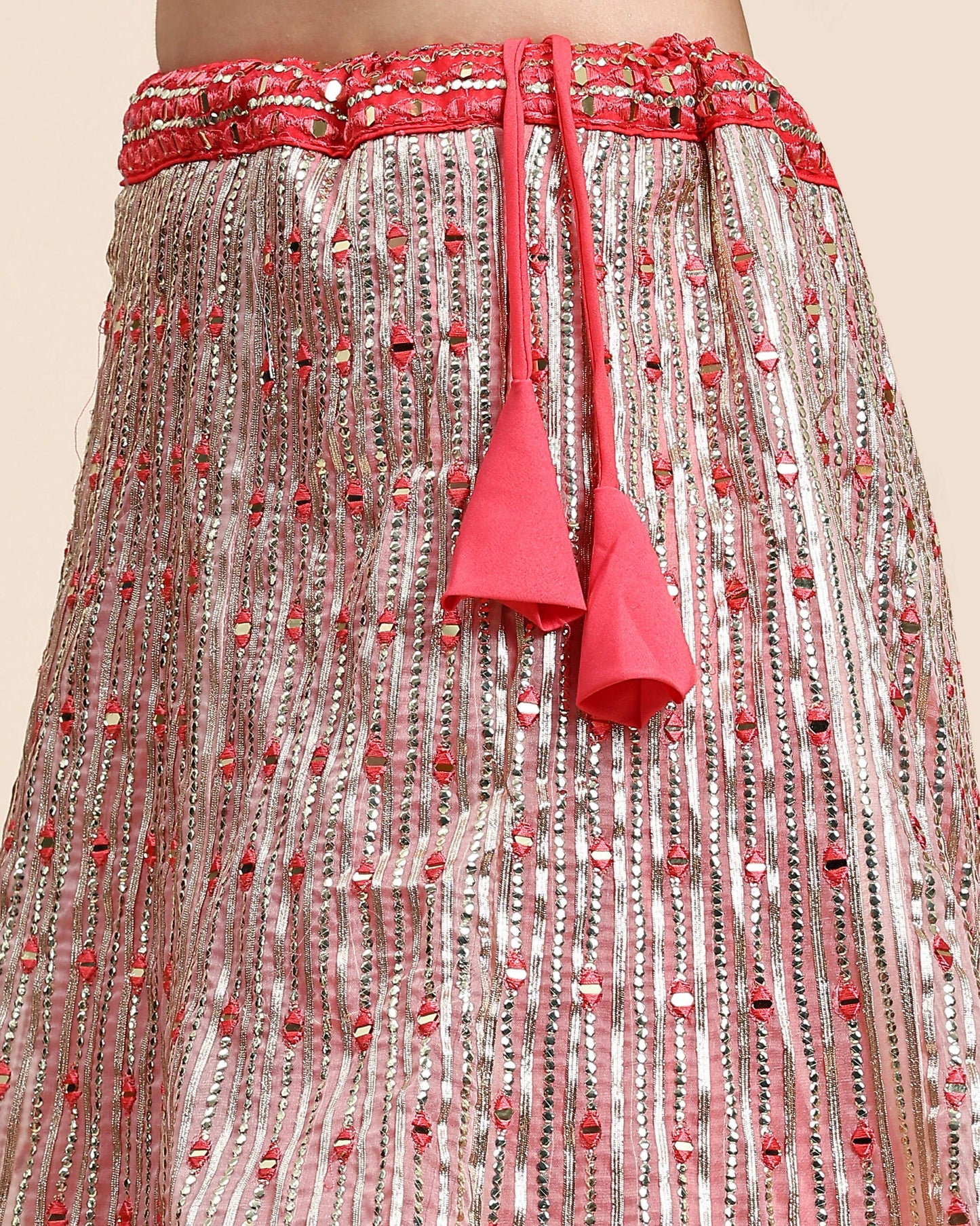 Red Organza Mirror With Coding Work Lehenga Choli with Dupatta - Tanya - Distacart