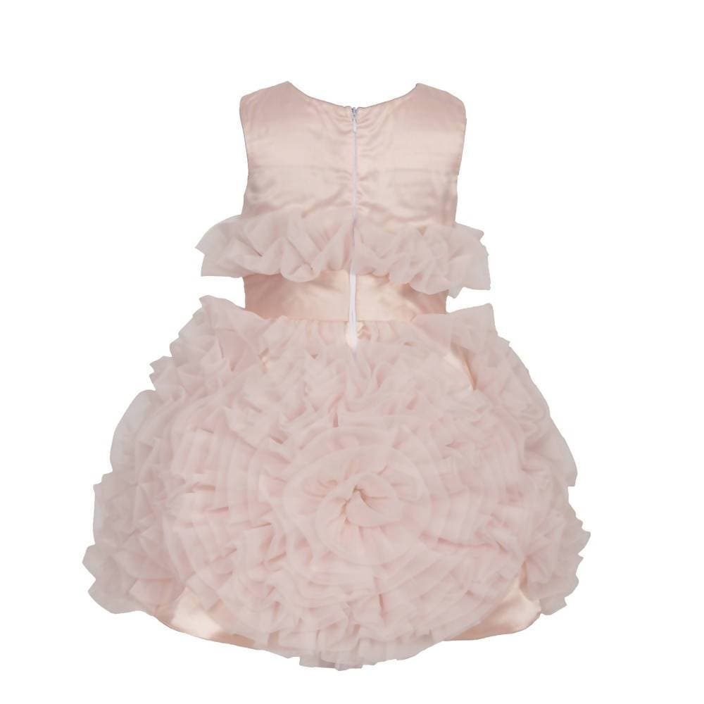 Asmaani Baby Girl's Beige Color Satin Knee Length Frock (AS-DRESS_22031) - Distacart