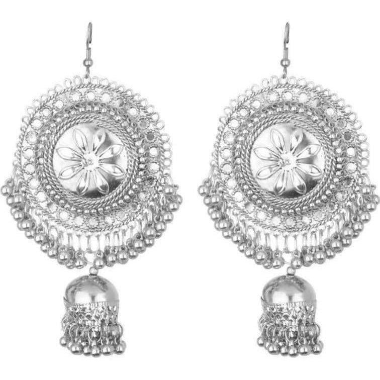 Ethnic Flower Design Round Shape Jhumka Earrings