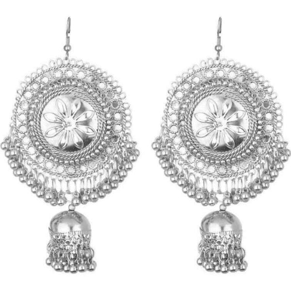 Ethnic Flower Design Round Shape Jhumka Earrings