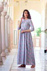 Thumbnail for Partywear Designer Lavender Pure Maslin Gown - Anbazaar - Distacart