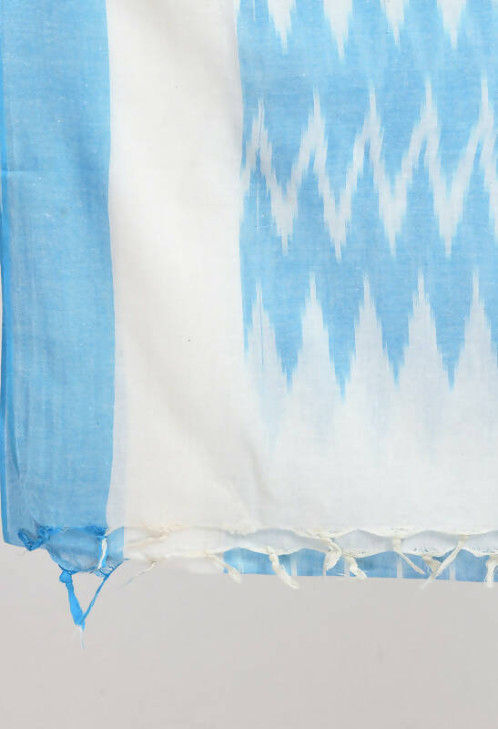 Mominos Fashion Moeza Women's Handloom Cotton Ikkat Sky Blue Dupatta - Distacart