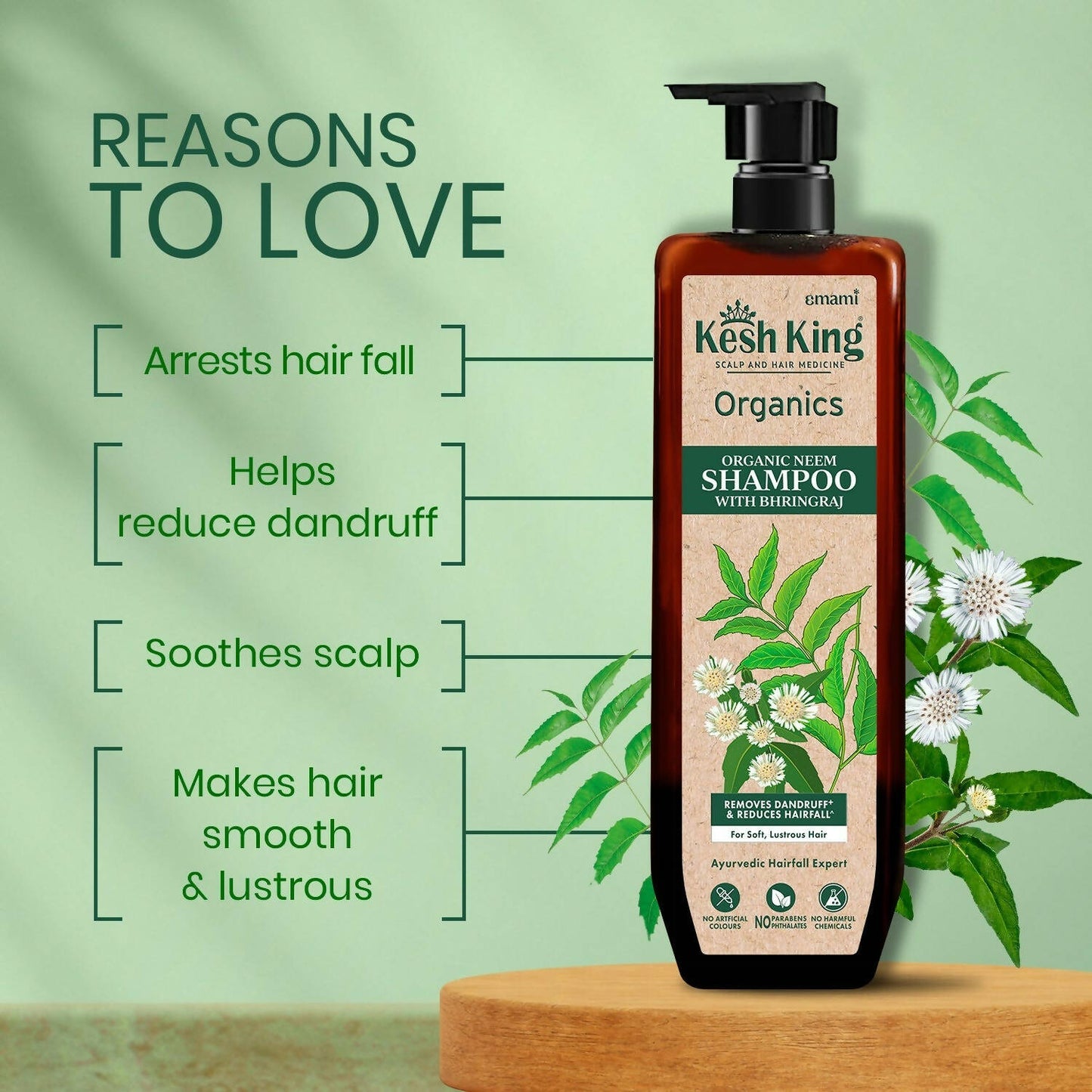 Kesh King Organics - Organic Neem Shampoo With Bhringraj - Distacart