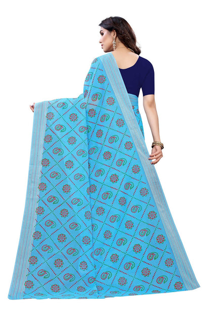 Vamika Sky Blue Linen Jari Border Saree (CHARVI SKY BLUE) - Distacart