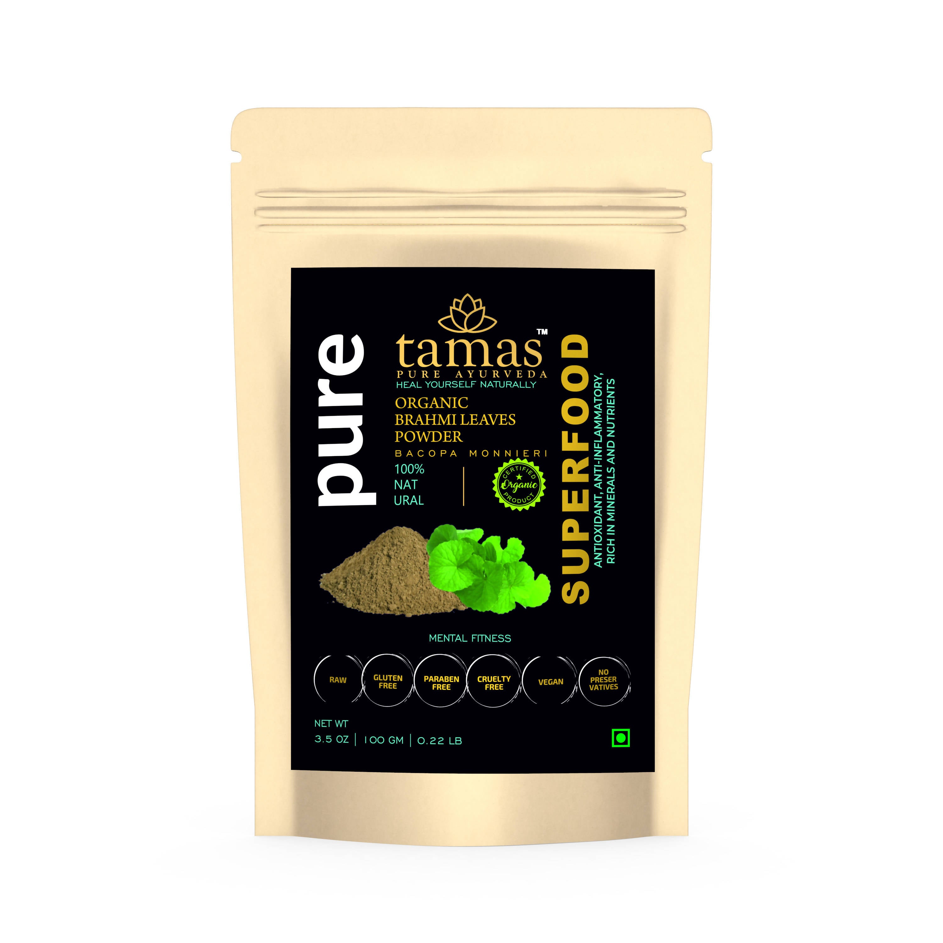 Tamas Pure Ayurveda Superfood Organic Brahmi Leaves Powder - Distacart