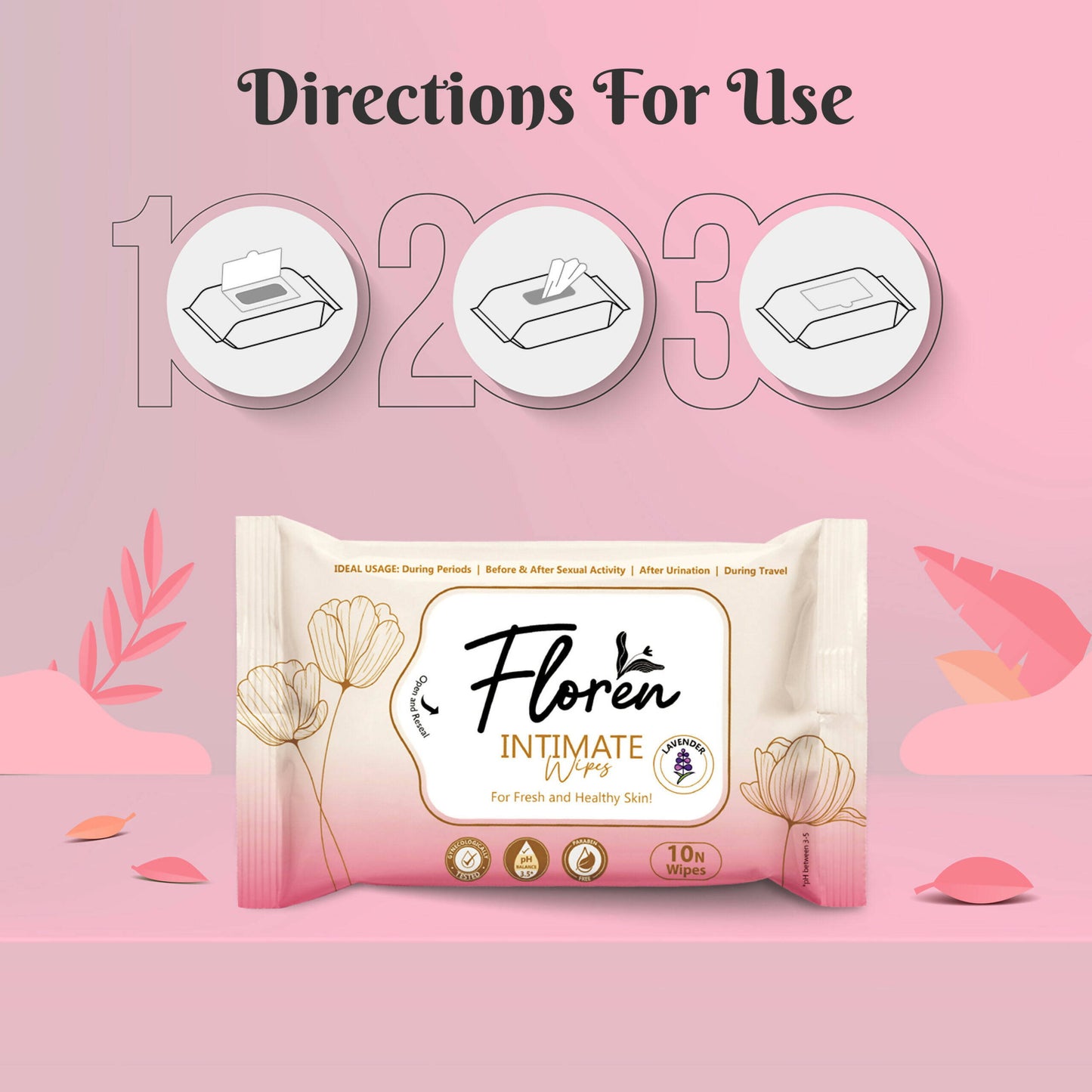 Floren Lavender Intimate Wipes - Distacart