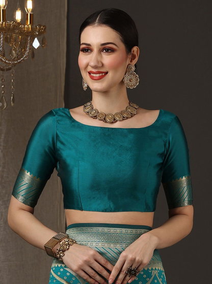 Saree Mall Woven Design Zari Silk Blend Banarasi Saree - Distacart