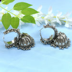 Thumbnail for Mominos Fashion Johar Kamal Oxidised Silver-Plated Brass Finish Ghungroo Necklace with Earrings For Women - Distacart