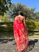 Thumbnail for Vamsee Red Organza Saree - Distacart
