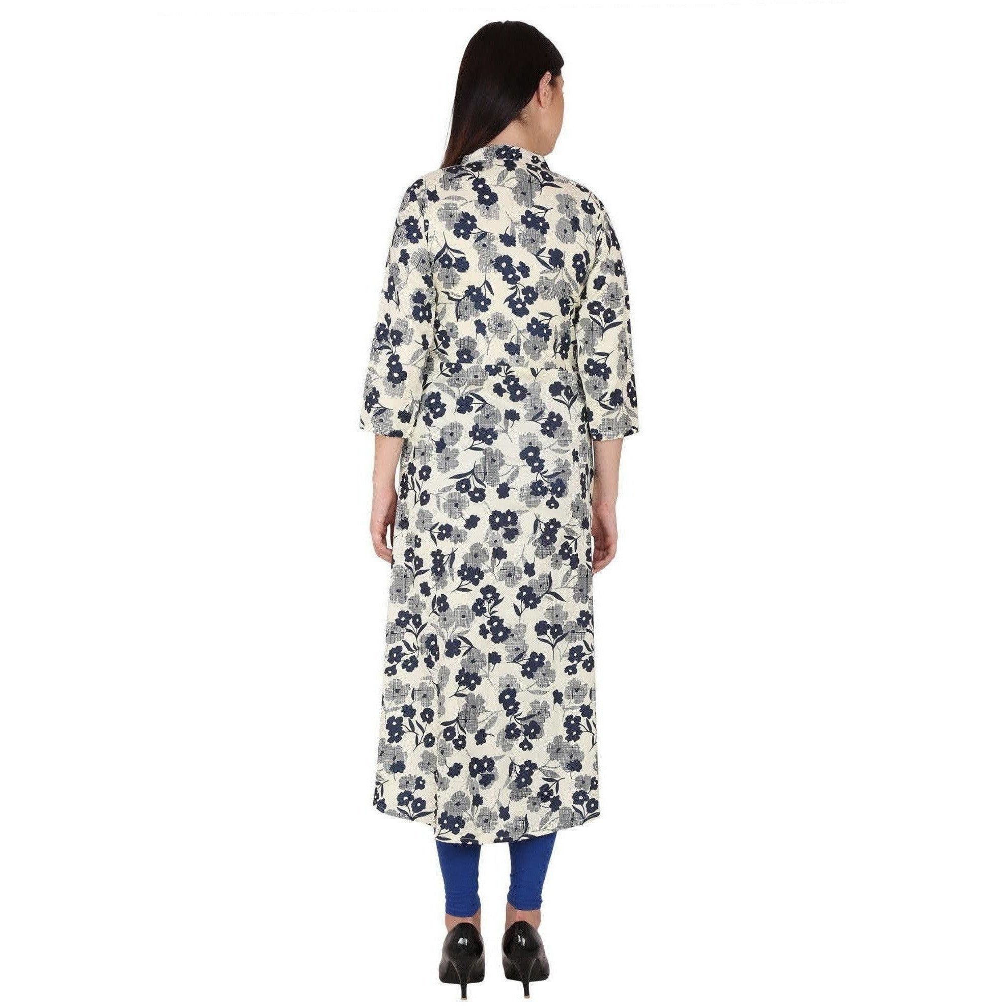 Kanoor Women's multi rayon high low kurti