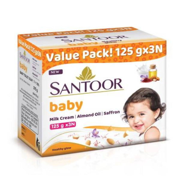 Santoor Baby Bathing Soap with Milk Cream, Saffron, & Almond Oil - Distacart