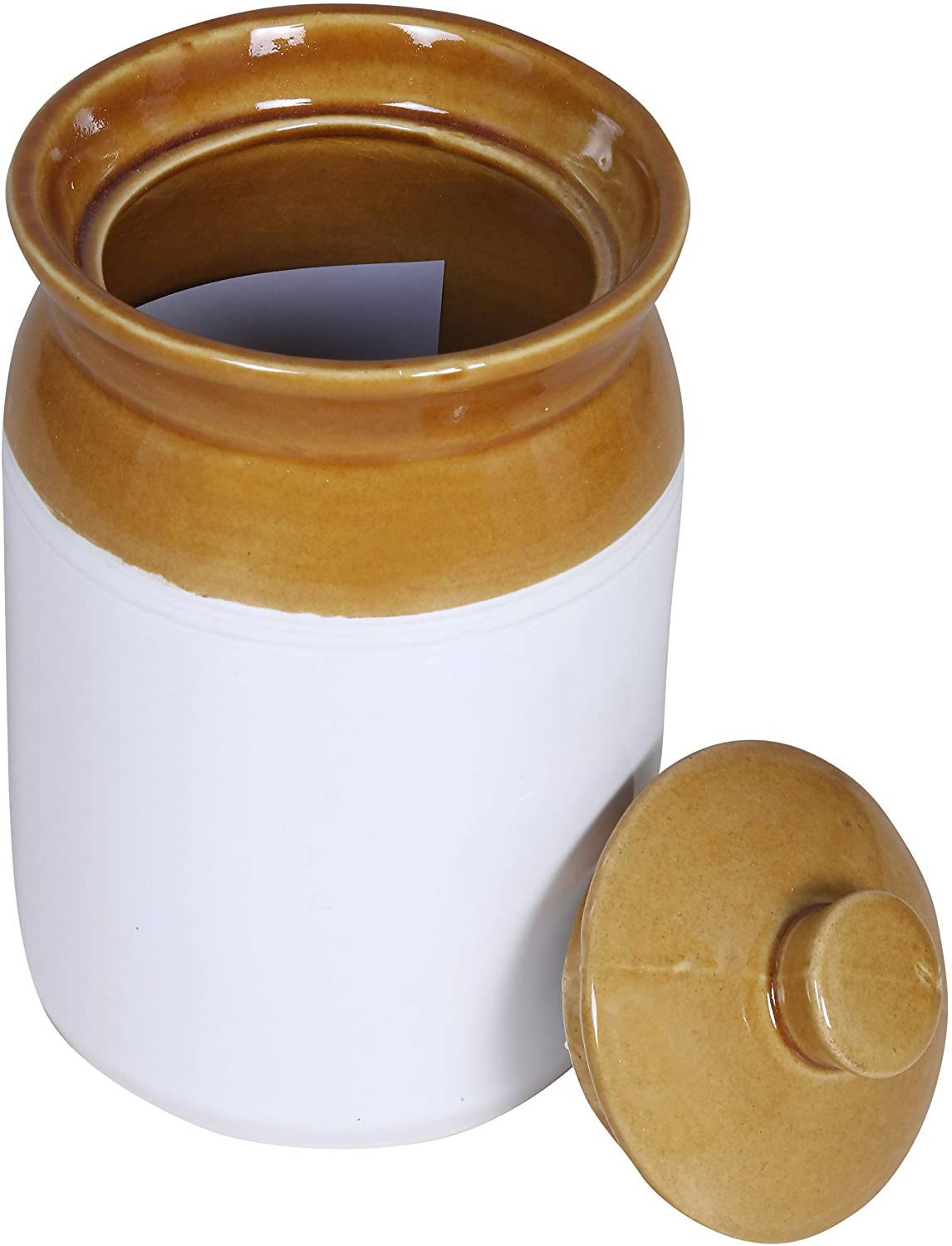 Raj Royal Cream Pottery Hand Painted Ceramic Cornichon Storage Jar for Pickle - Distacart