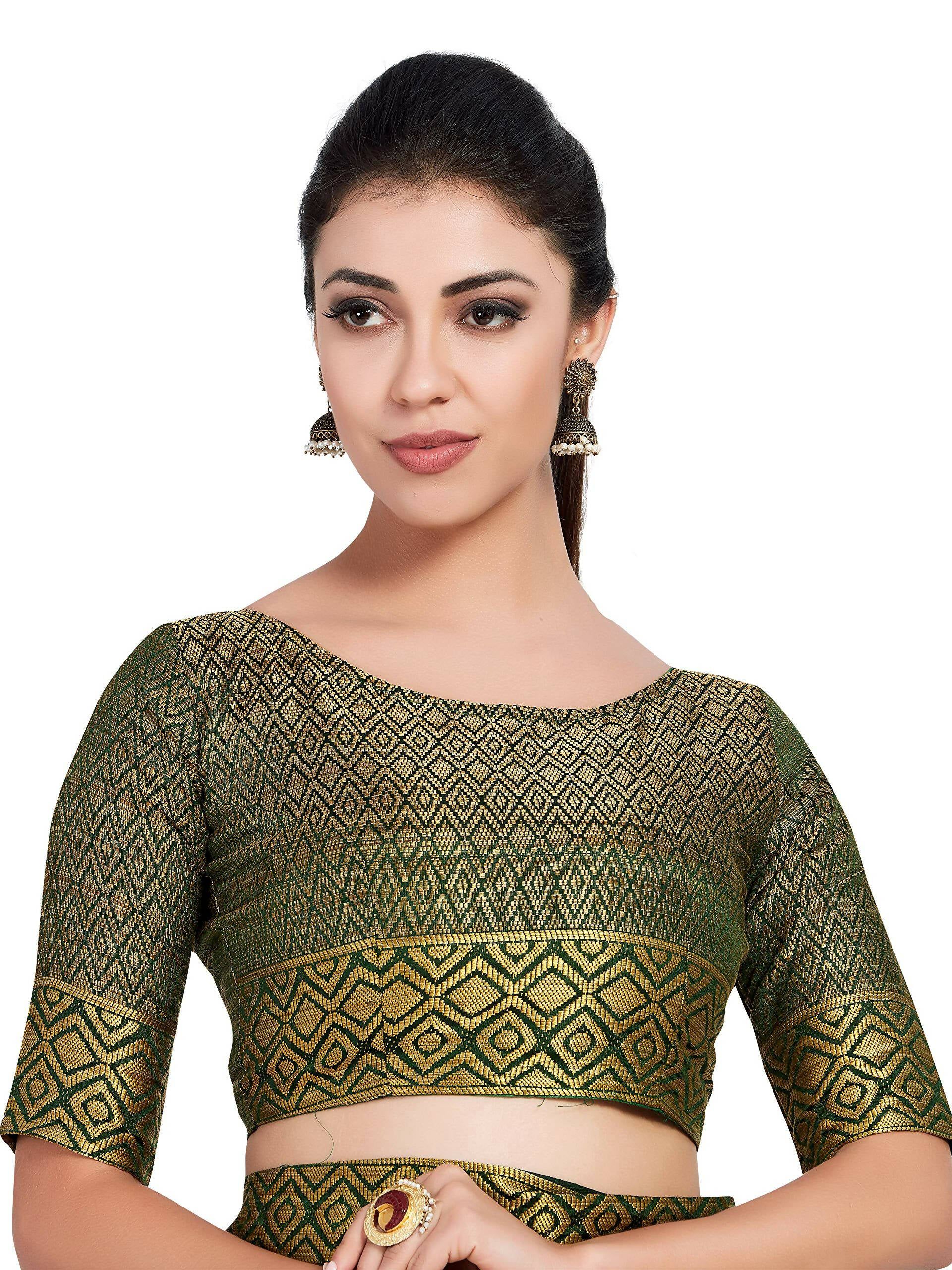 Mimosa Women's Dark Green Kanchipuram Art Silk Saree - Distacart