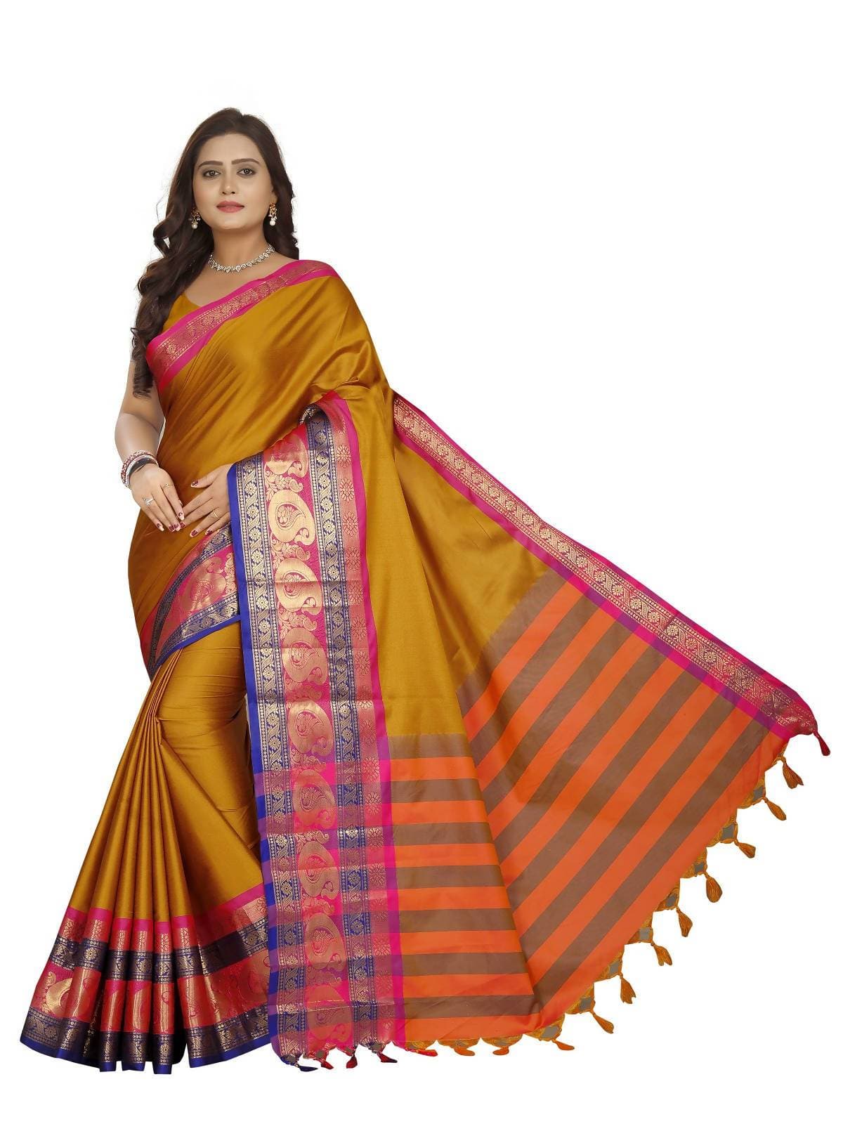 Vamika Banarasi Silk Mustard Weaving Saree