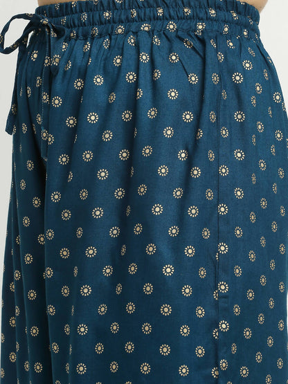 Rudra Bazaar Stright Gold Printed Kurti With Palazzo - Distacart