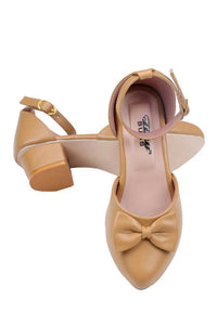 Thumbnail for Tiny Bugs Girls Bow Embellished Ballerinas - Tan - Distacart