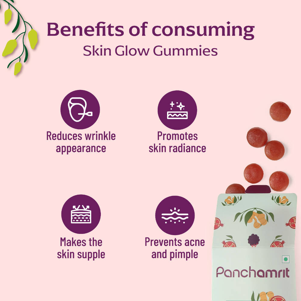 Panchamrit Skin Glow Gummies-Strawberry Flavor - Distacart
