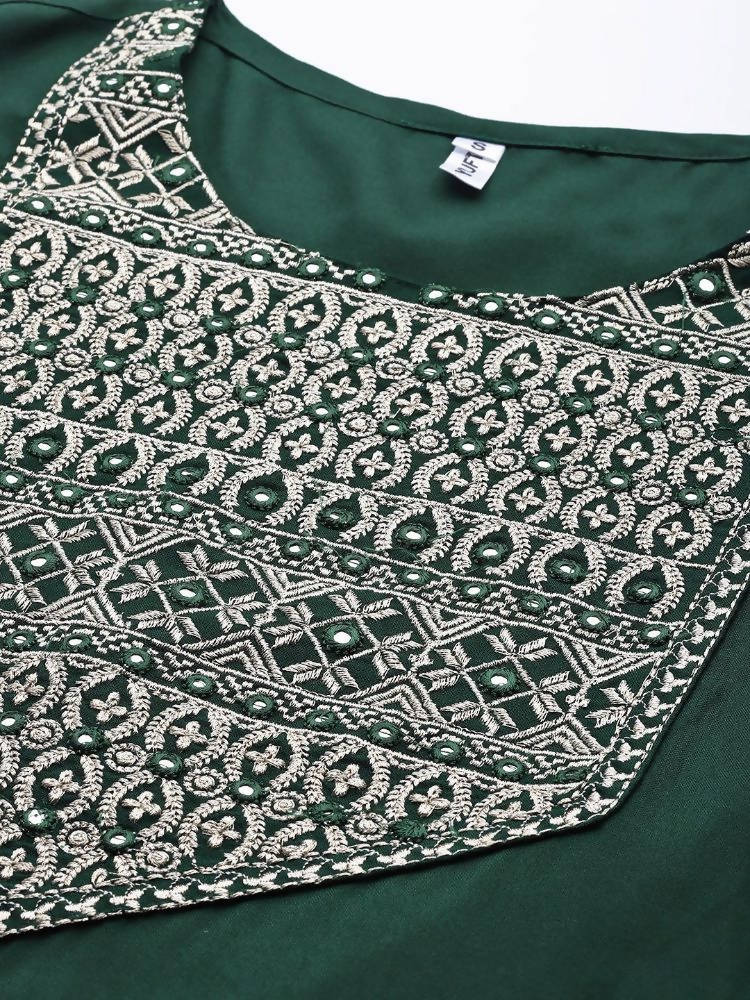 Yufta Women's Rayon Kurti With Pant Dupatta Set