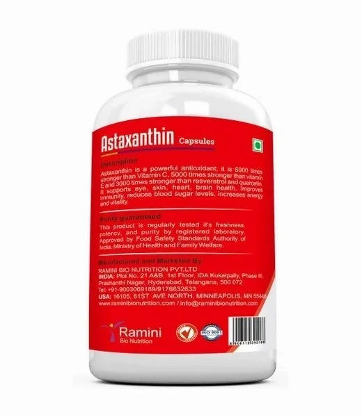 Ramini Bio Nutrition Astaxanthin 4mg Veg Capsules - Distacart