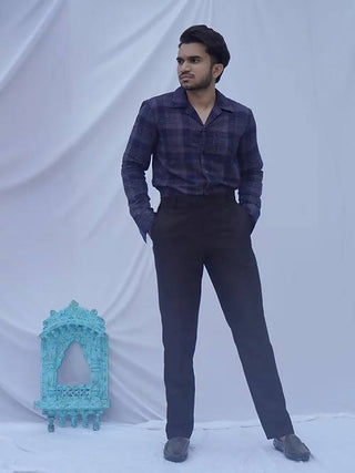 Diva Globe Ckeckard Blue Cotton Shirt - Distacart