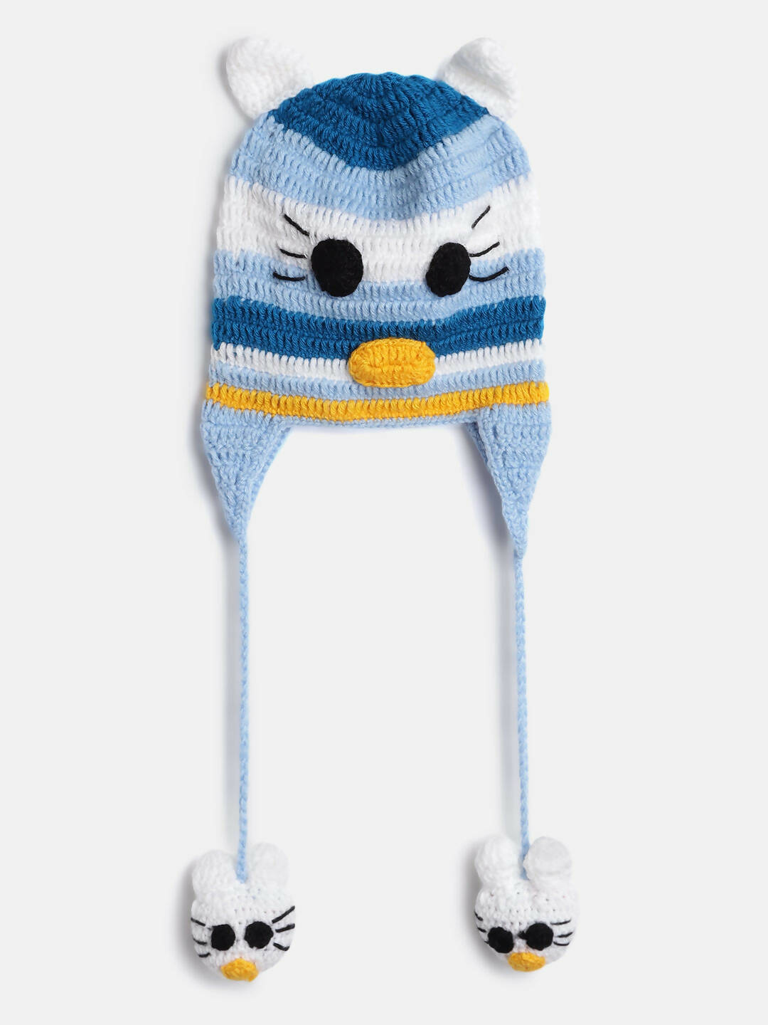 Chutput Kids Woollen Hand Knitted Cat Detail Cap - Blue - Distacart