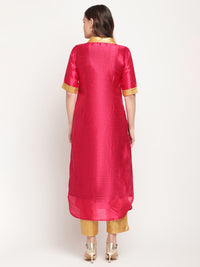 Thumbnail for Ahalyaa Women's Dark Pink Poly Silk Kurta Trouser Set