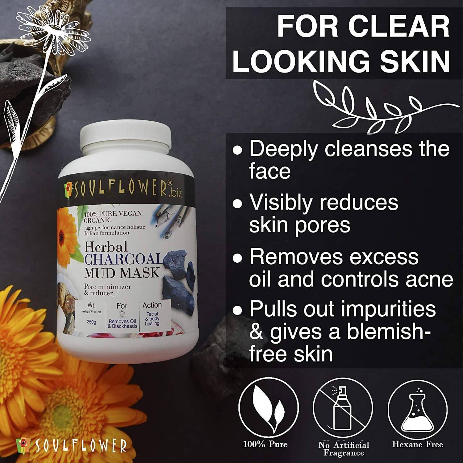 Soulflower Herbal Charcoal Mud Mask - Distacart