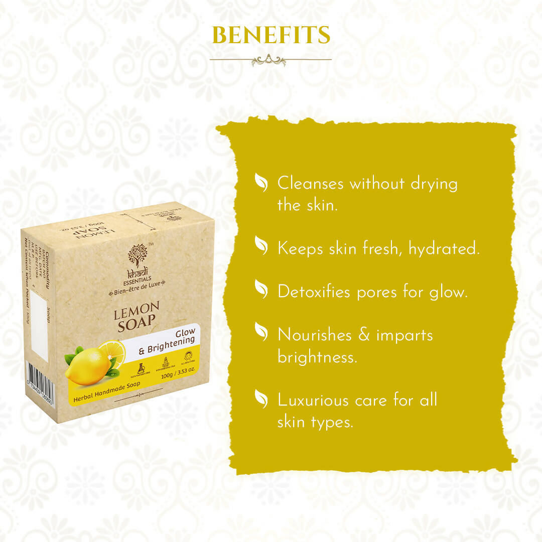 Khadi Essentials Lemon Handmade Herbal Soap - Distacart