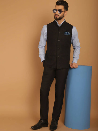 Even Apparels Pure Wool Nehru Jacket - Charcoal - Distacart