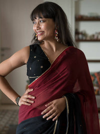 Thumbnail for Suta Black Woven Design Pure Cotton Saree - Distacart