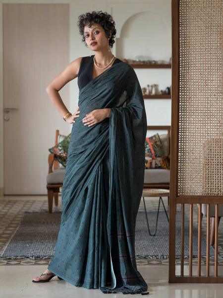 Suta Green Woven Design Pure Cotton Saree - Distacart