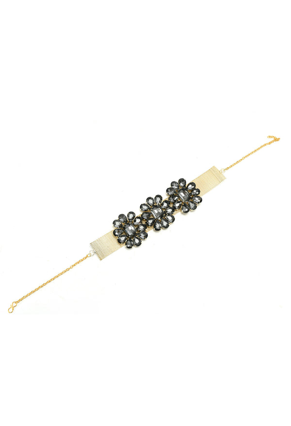Mominos Fashion Joharkamal Gold-Plated Brass Finish Stone Choker For Women & Girls (Grey) - Distacart