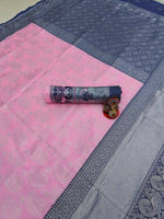 Thumbnail for DEIANA'S Beautiful Golden Jari with New Design Soft Lichi Silk Saree - Light Pink - Distacart