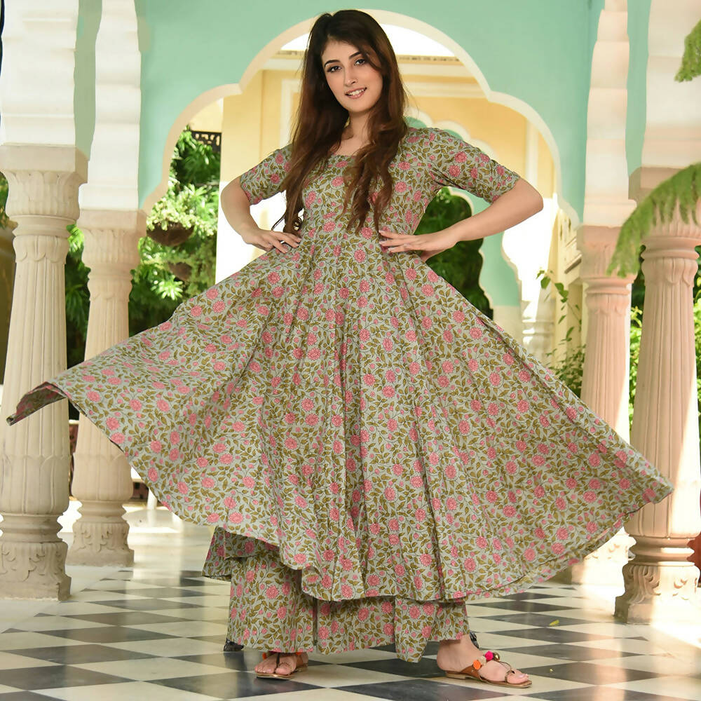 PartyWear Designer Light Sea Green Pure Maslin Palazzo Suit - Anbazaar - Distacart