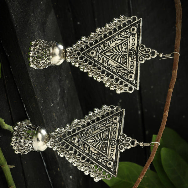 Mominos Fashion Joharkamal Silver-Plated Triangle Design Drop Earrings For Women - Distacart
