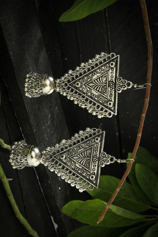 Mominos Fashion Joharkamal Silver-Plated Triangle Design Drop Earrings For Women - Distacart