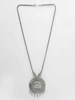 Thumbnail for NVR Women's Elegant Silver Oxidised Brass Necklace - Distacart