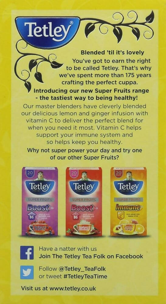 Tetley Fruit Infusions With Lemon And Ginger Tea Bags - Distacart